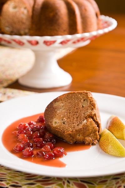 Pear Gingerbread with Cranberry Caramel Sauce (using our Gingerbread Mix)