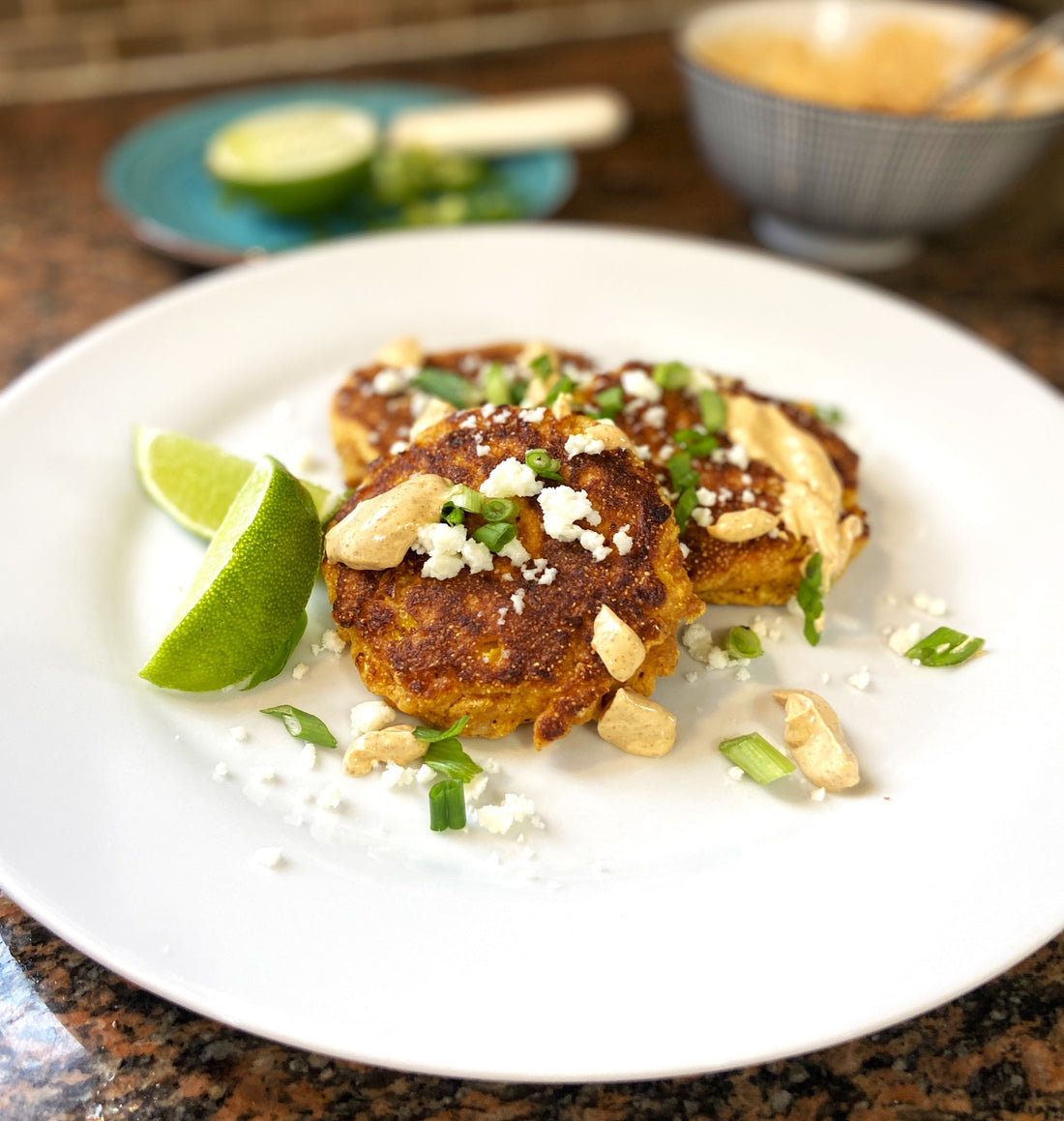 Mexican Street Corn Fritters (using our Maple Cornbread Mix)