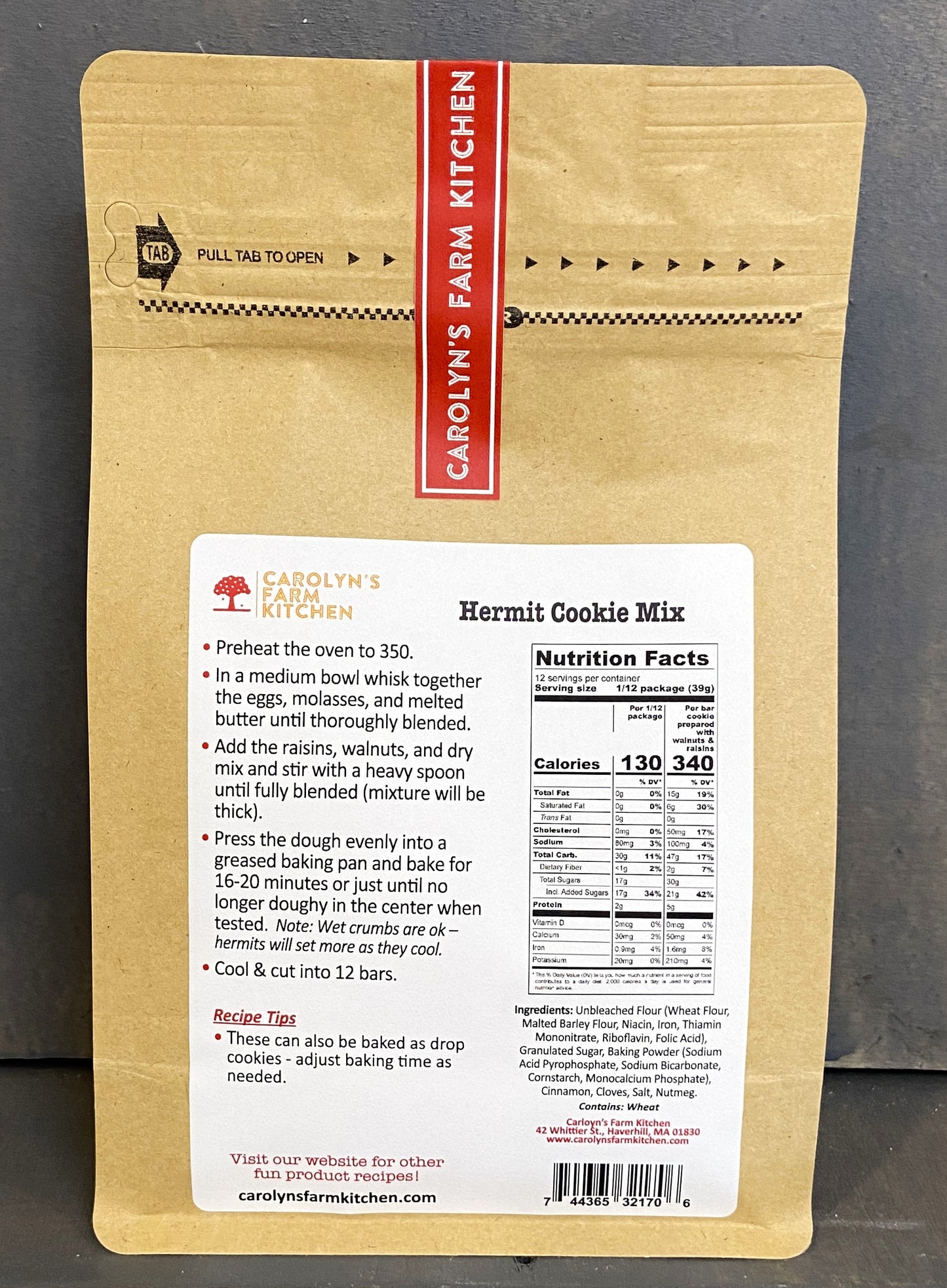 Hermit Bar Cookie Mix